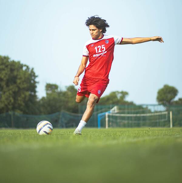 Gaurav Bora representing India on the football pitch